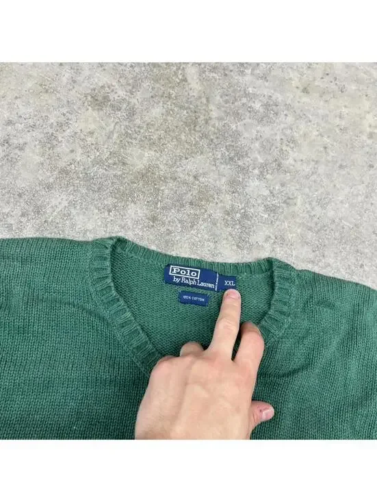 vintage polo ralph lauren green v neck knit sweater vest size xxl - Picture 3 of 3